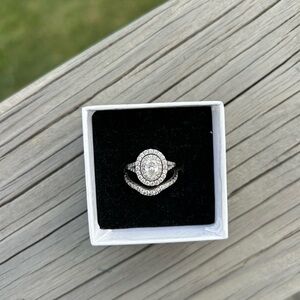 Elegant 14K white gold & natural diamond Neil Lane double halo wedding set